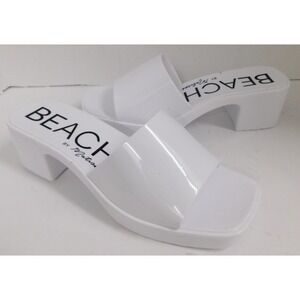 BEACH by Matisse Wade Platform Slide Jelly Sandals Sz 9 Slip On Block Heel White